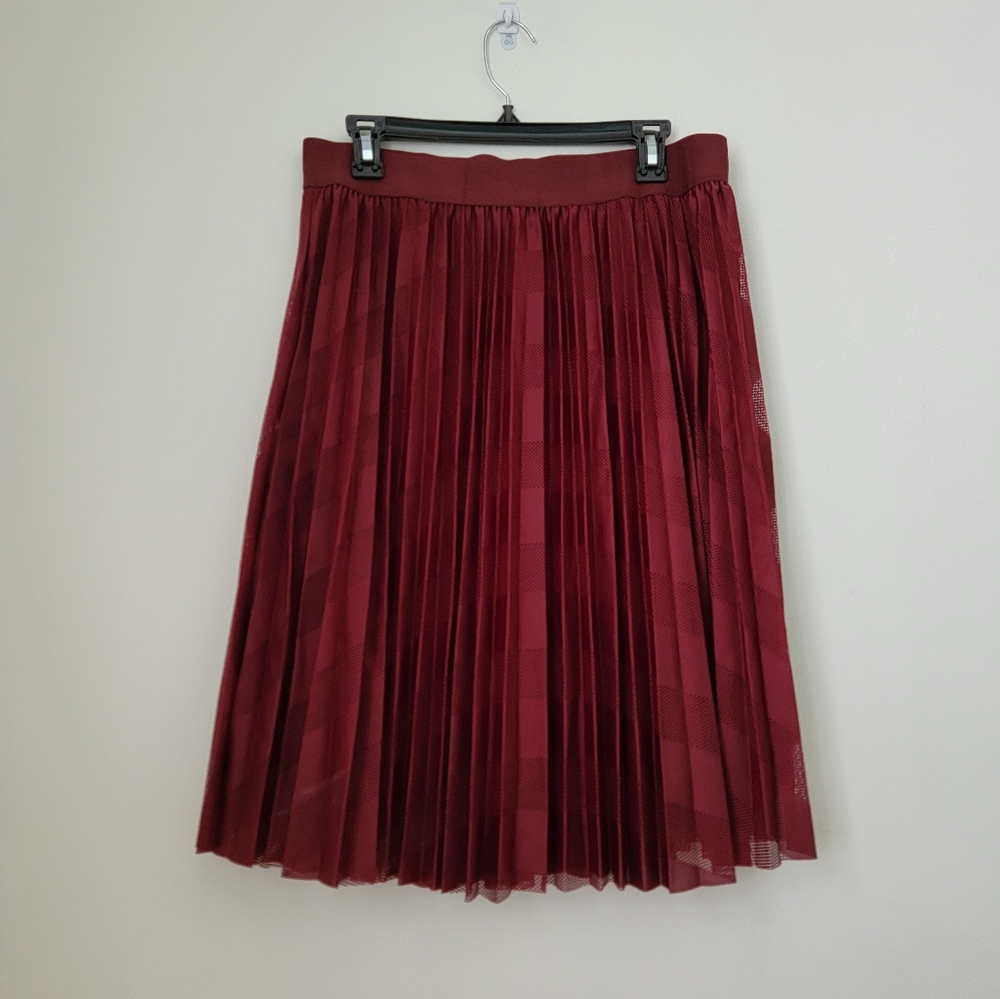 Maroon Pleated Skirt